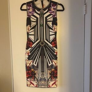 Clover Canyon Black and White Abstract Mini Dress